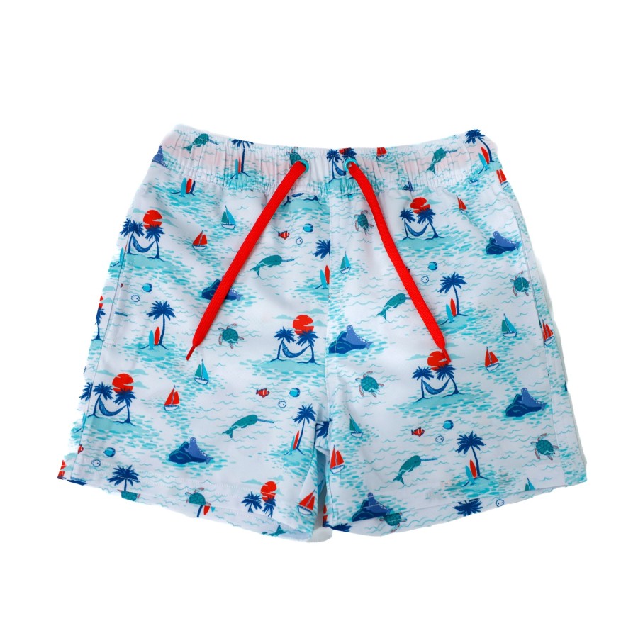 Boys EGG New York Swim | Tropical Print Tristan Swim Trunk Multi