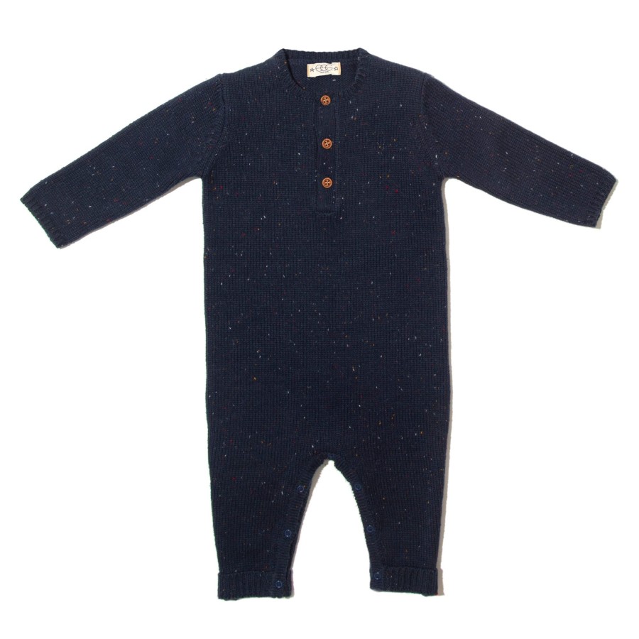 Baby EGG New York Baby Rompers | Confetti Knit Luca Romper Navy