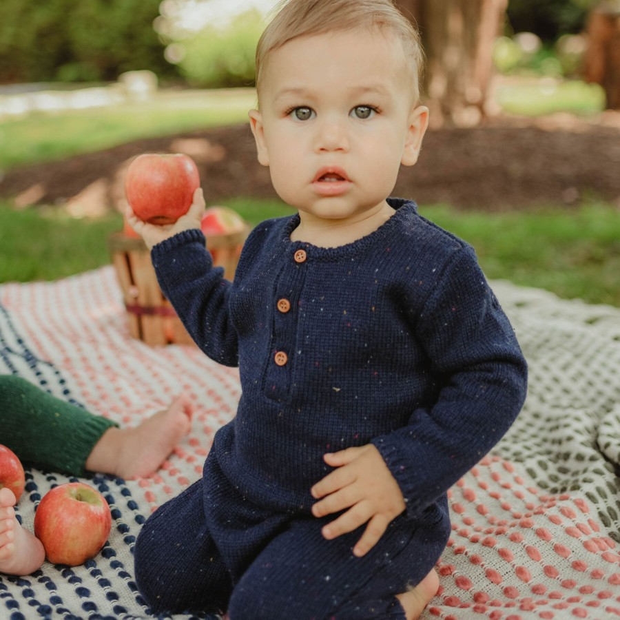 Baby EGG New York Baby Rompers | Confetti Knit Luca Romper Navy