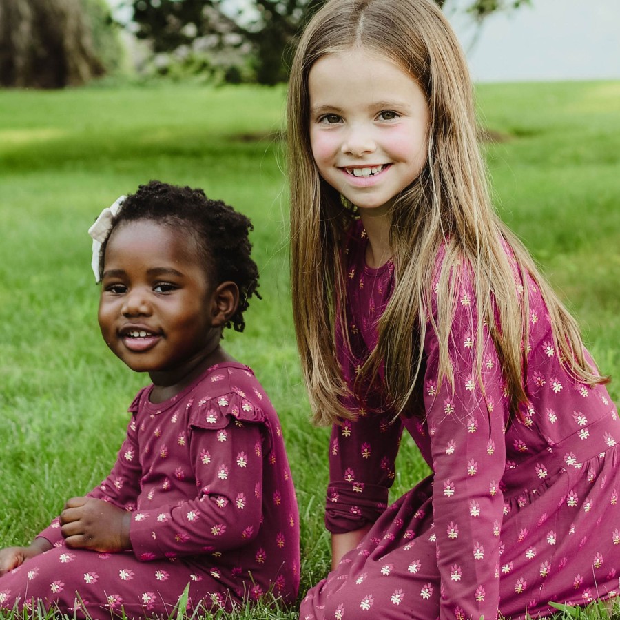 Girls EGG New York Dresses + Rompers | Metallic Ikat Camilla Dress Maroon Print