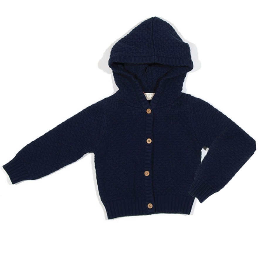 Boys EGG New York Tops | Bubble Knit Carson Hoodie Navy