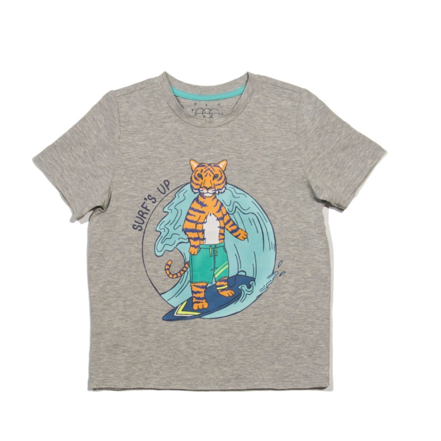 Boys EGG New York Tops | Surf'S Up Damian Graphic Tee Grey