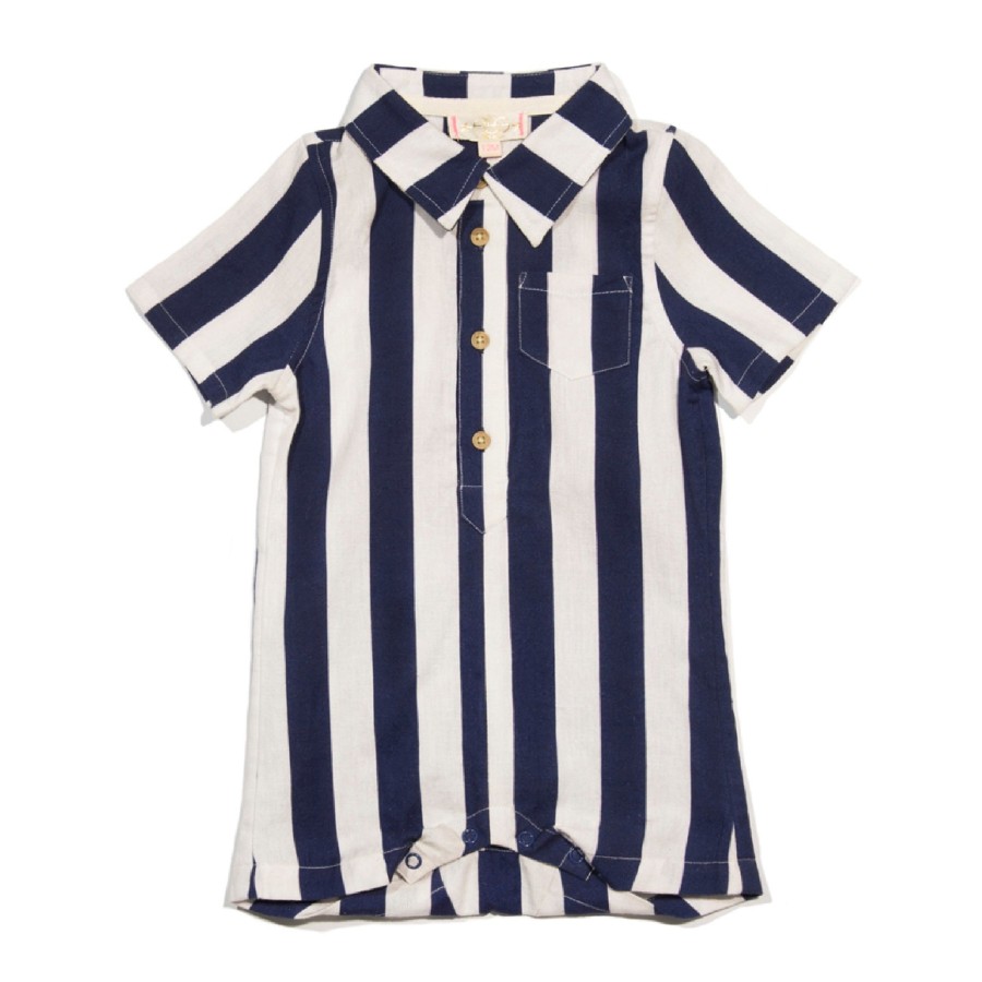 Baby EGG New York Baby Rompers | Oscar Romper Navy Stripe