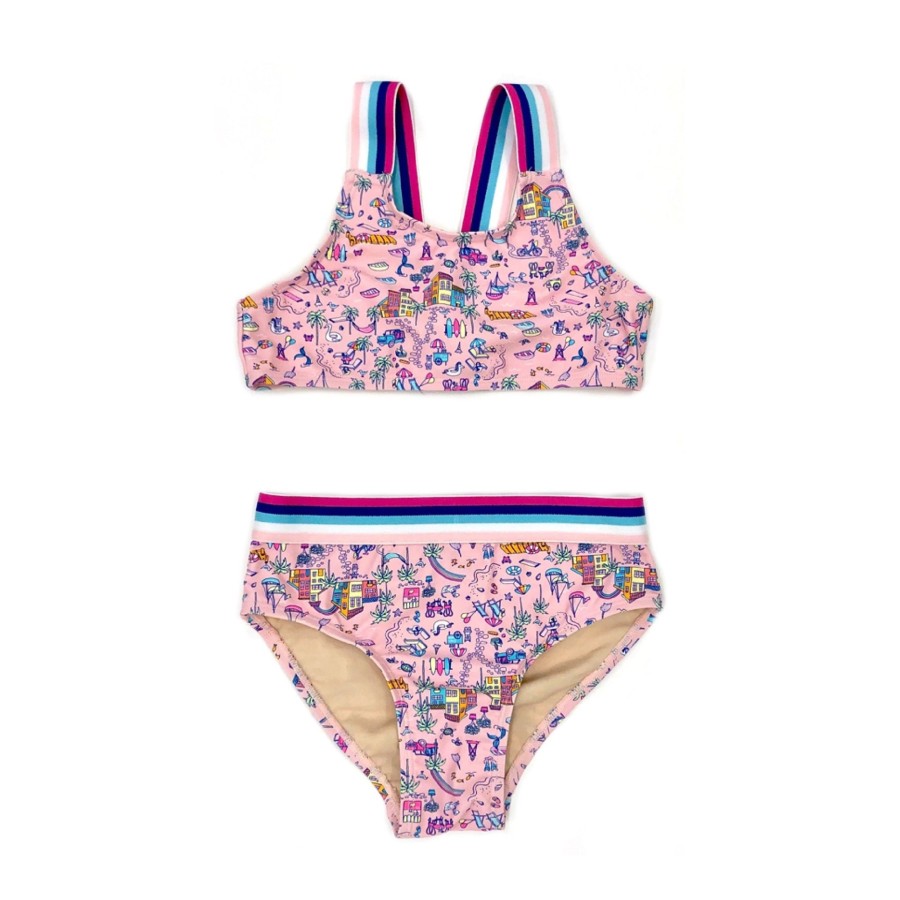 Girls EGG New York Swimwear | Daya Two Piece Pink Print