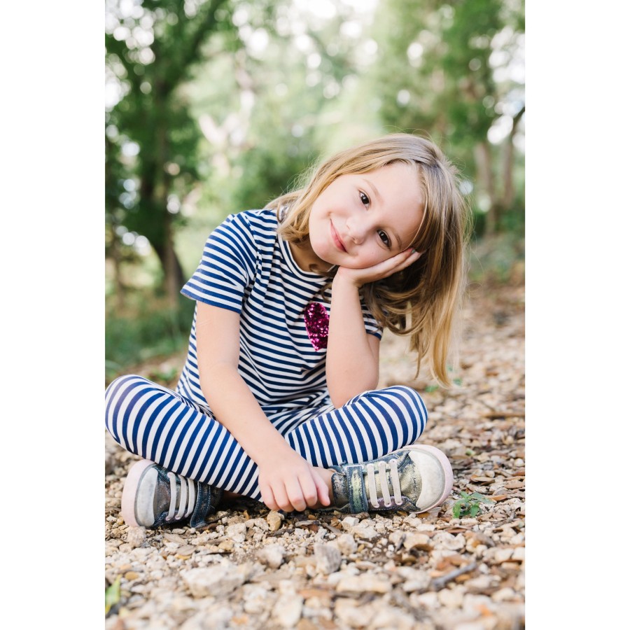 Girls EGG New York Bottoms | Alyssa Legging Navy Stripe