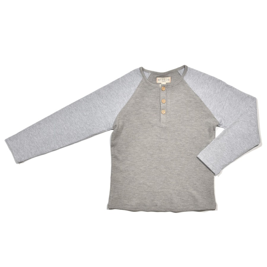 Boys EGG New York Tops | Waffle Knit Greyson Tee Stone