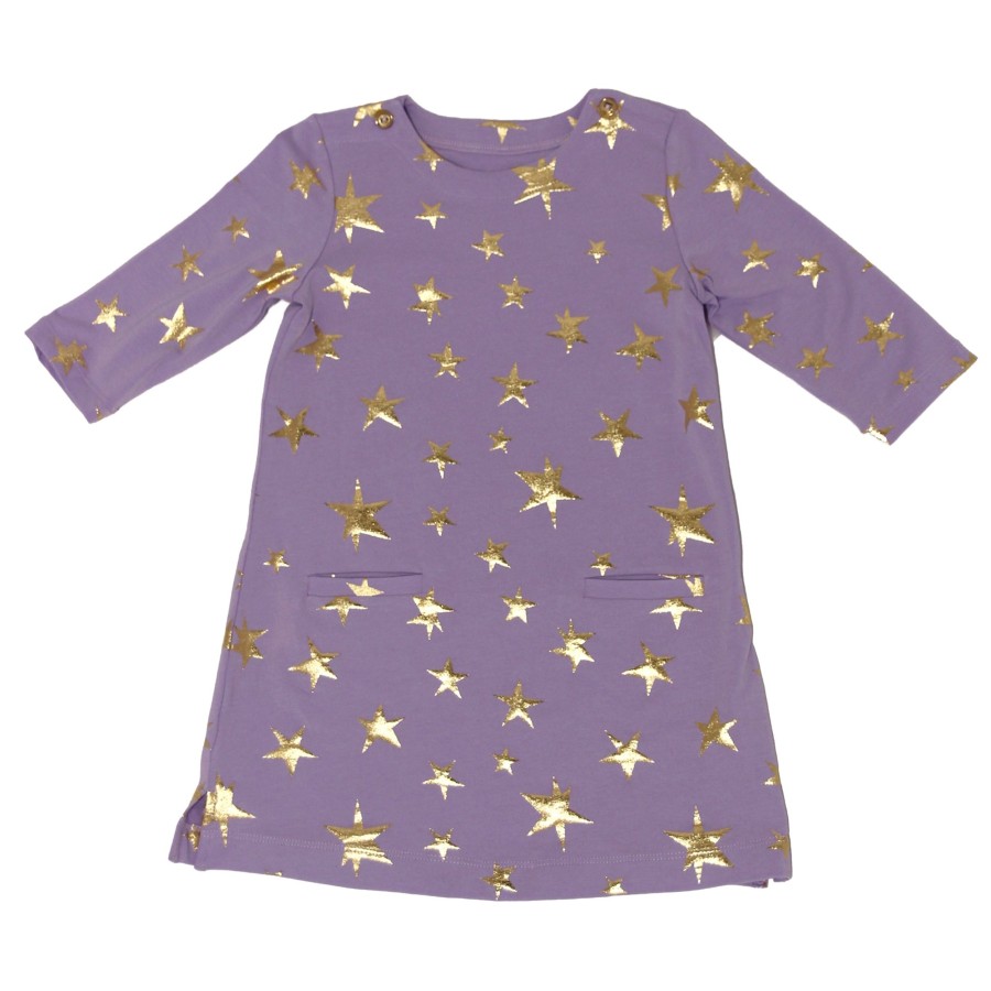 Girls EGG New York Dresses + Rompers | Metallic Star Elsie Dress Purple