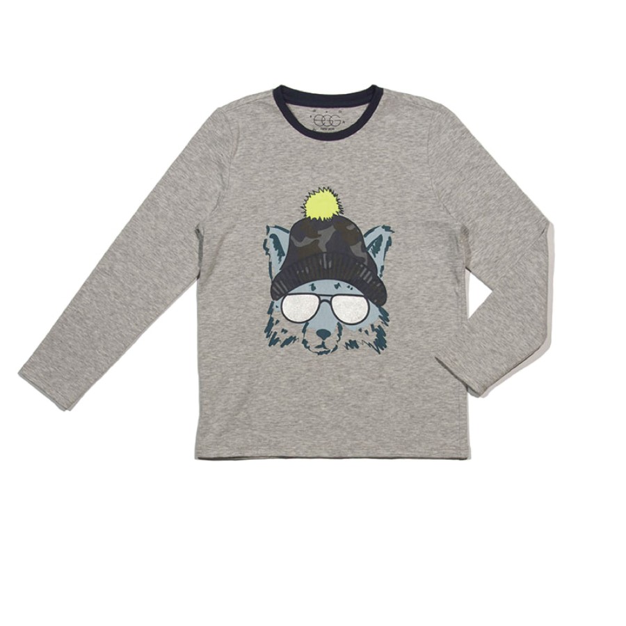 Boys EGG New York Tops | Wolfy Wesley Tee Grey