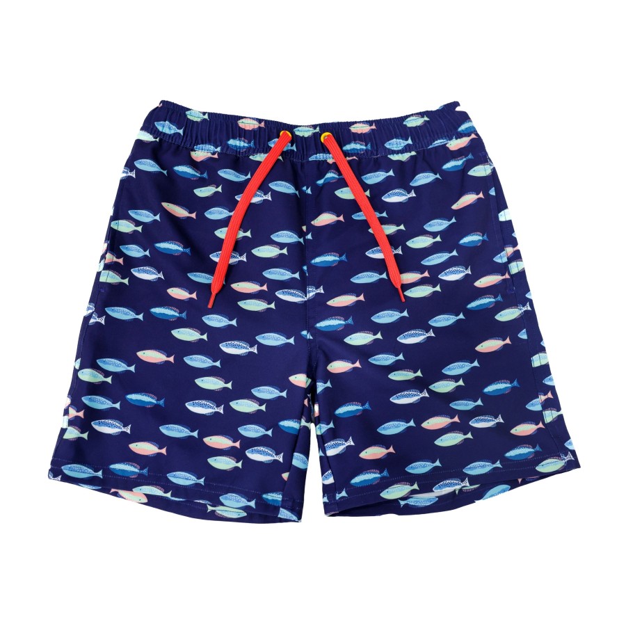 Boys EGG New York Swim | Fish Print Tristan Trunk Blue Print