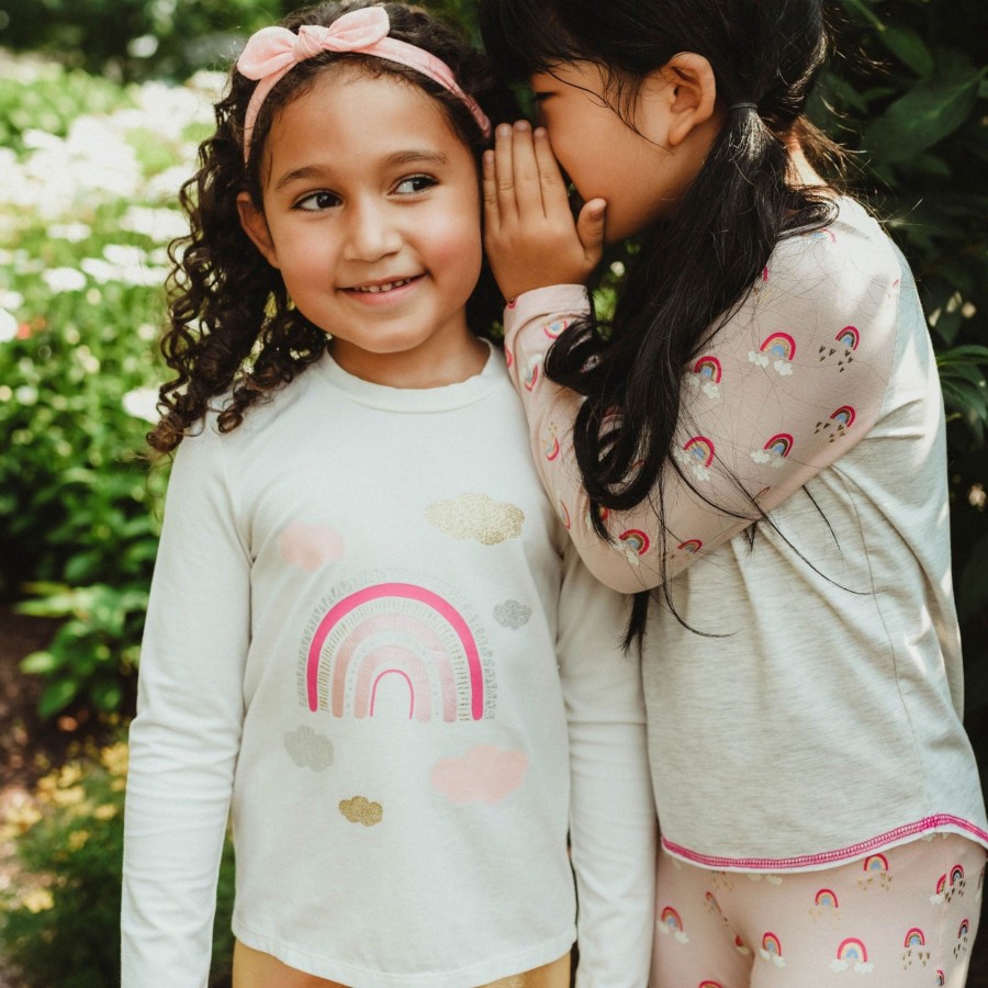 Girls EGG New York Tops | Metallic Rainbow Cara Tee White