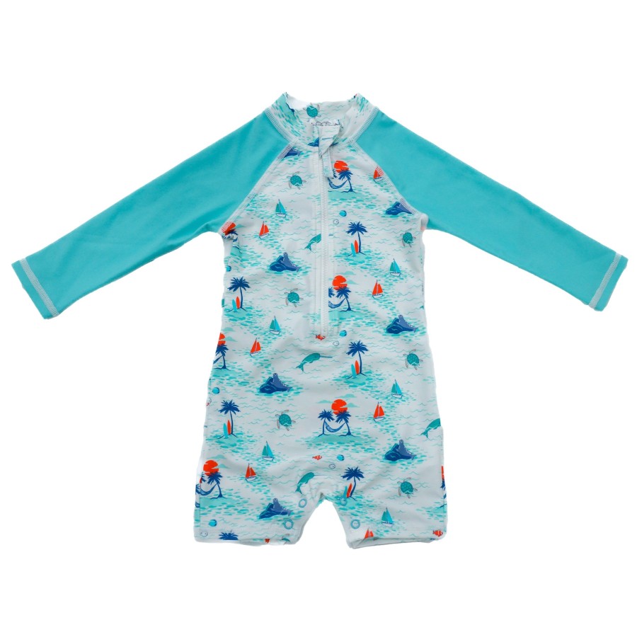 Baby EGG New York Baby Swim | Turquoise Tropical Print Jessie Shortall Turquoise Print