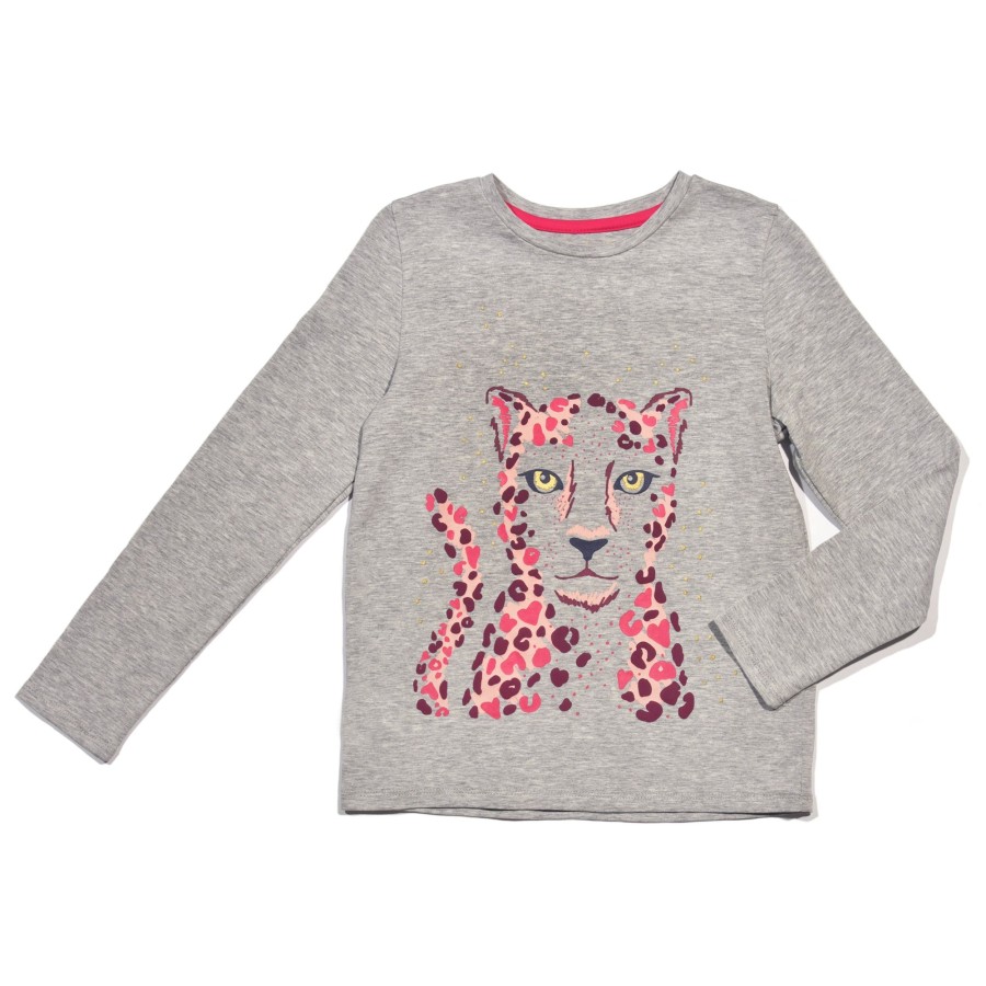 Girls EGG New York Tops | Pink Cheetah Cara Tee Grey