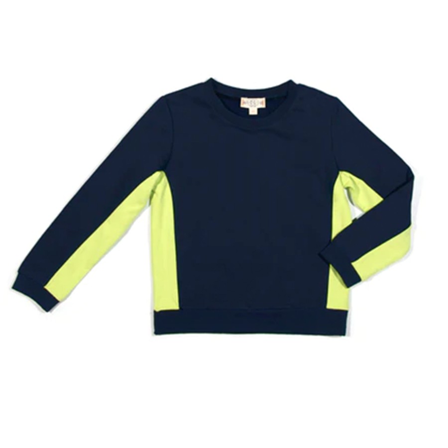 Boys EGG New York Tops | Neon Stripe Van Sweatshirt Navy