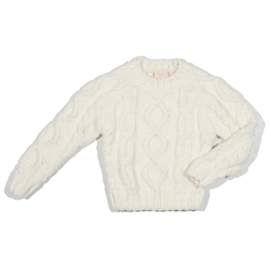 Girls EGG New York Tops | Chenille Rosalina Sweater Ivory